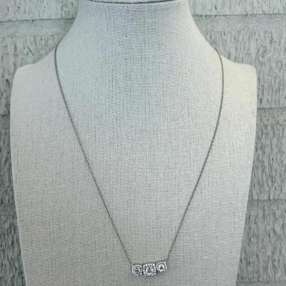 Cushion Cut 2.50 ct Genuine White Sapphire Station Necklace Sterling Silver 18